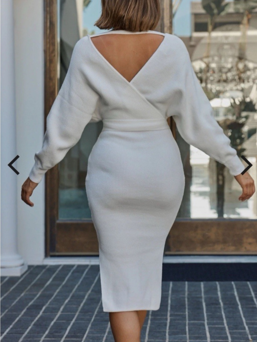 FORE Ribbed White Body Hugging Sweater Dress